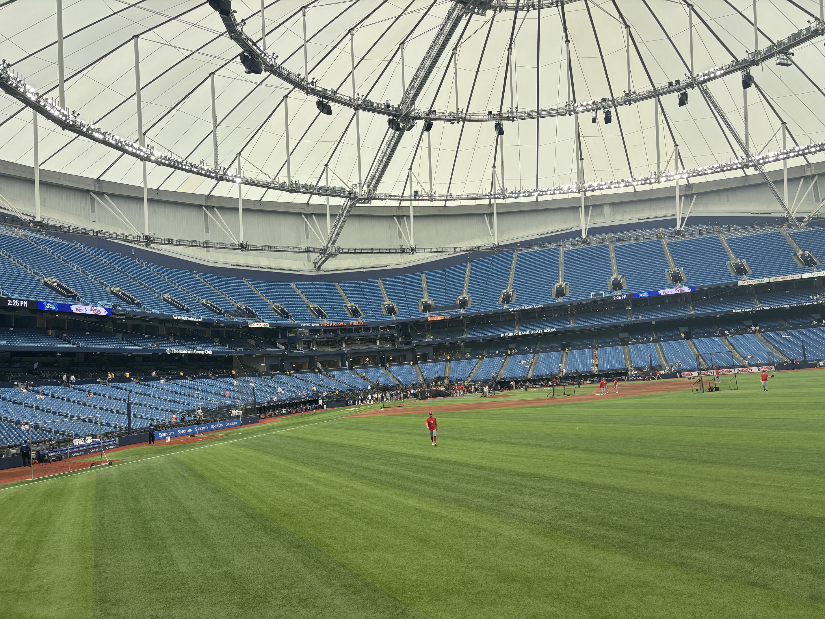 Wide view of Tropicana Field from the outfield seats before the game
