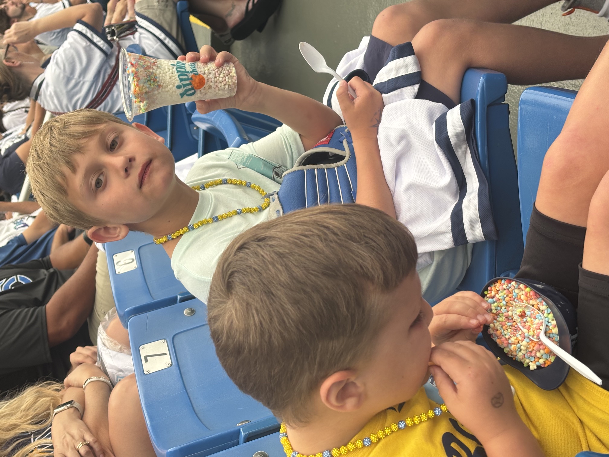 The boys in the stands with Dippin' Dots
