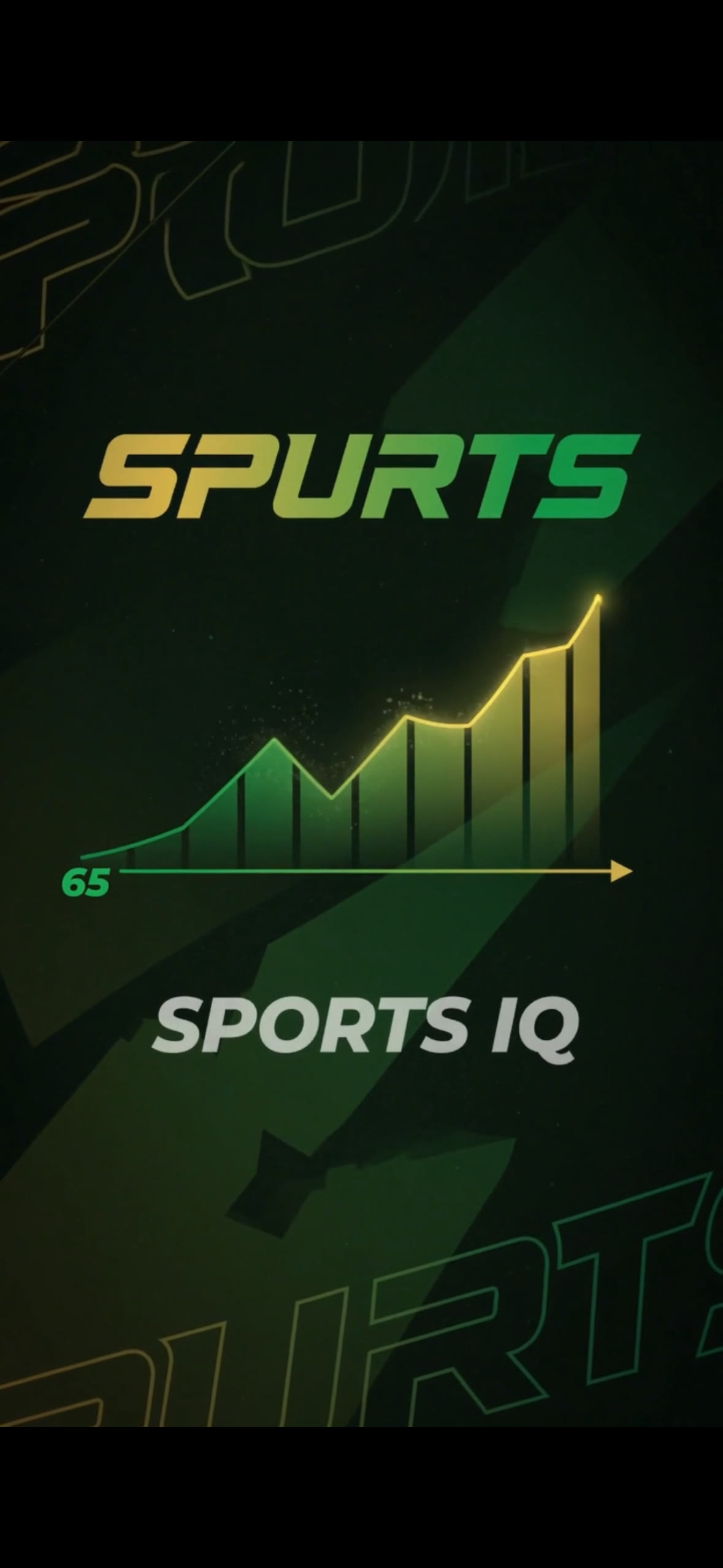 SPURTS Sports IQ screen with a rising graph
