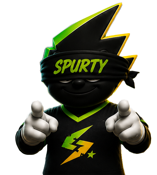 Spurty, the SPURTS mascot, wearing a blindfold... no peeking at the secret sauce